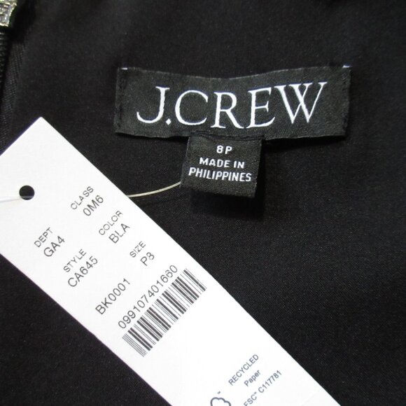 NWT J.Crew Petite High-neck Sheath in Black Stretch Linen Blend Dress 8P - Picture 5 of 6